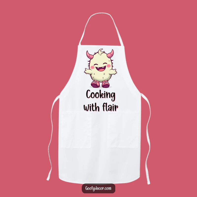 Funny Kawaii Monster Apron: Giggling Chef with Mismatched Shoes Style