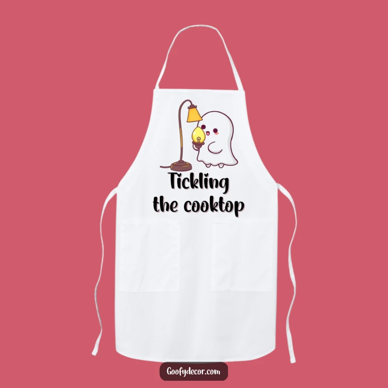 Funny Kawaii Ghost Tickling Lamp Apron: Cook with a Playful Haunt