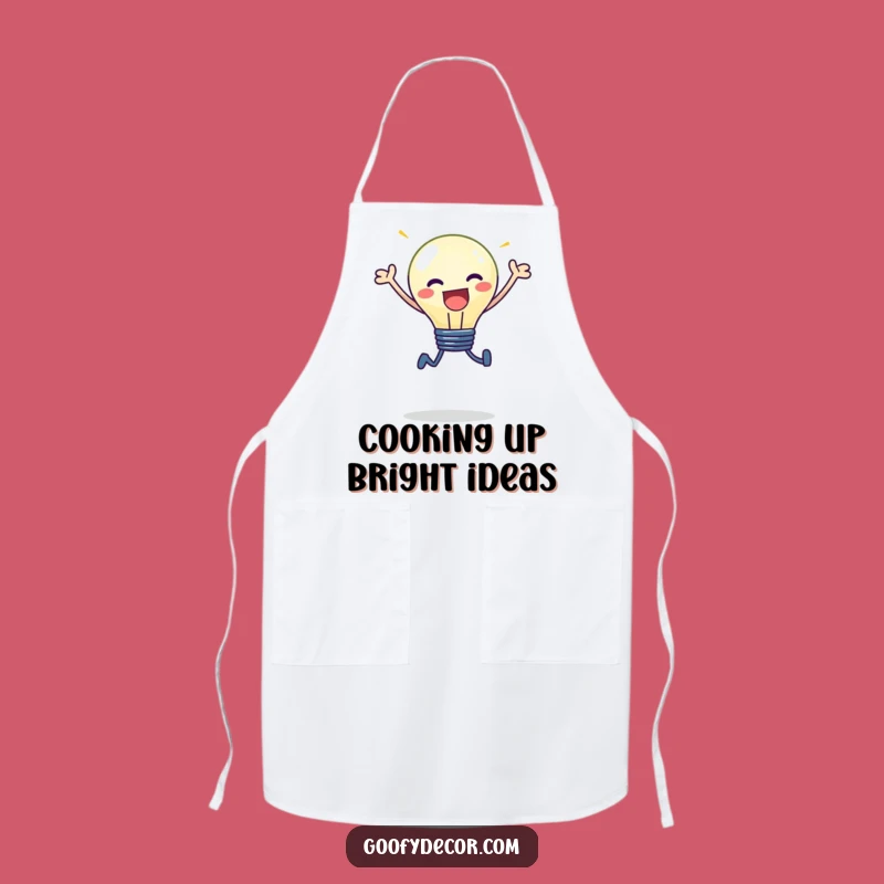 Funny Kawaii Lightbulb Leap Apron: Cook with Bright Ideas - Perfect Kitchen Gift!