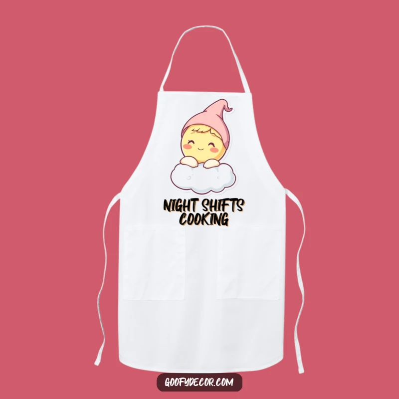 Funny Moon Apron: Sleepy Kitchen Fun Peeking from Clouds