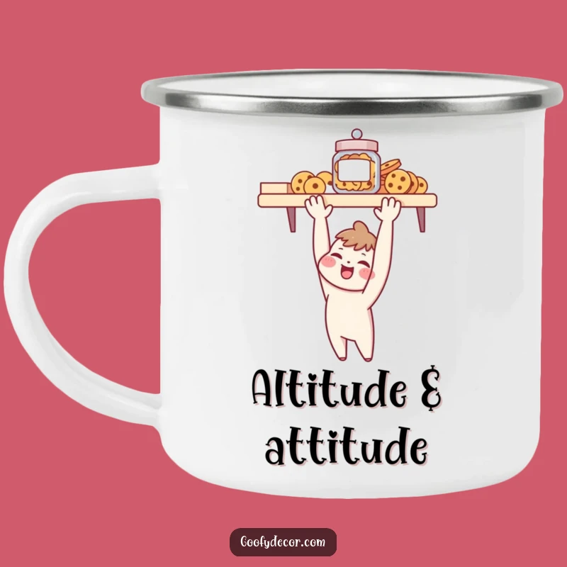 Funny Camping Mug: Cheerful Character's Cookie Hunt, Outdoor Humor Gift