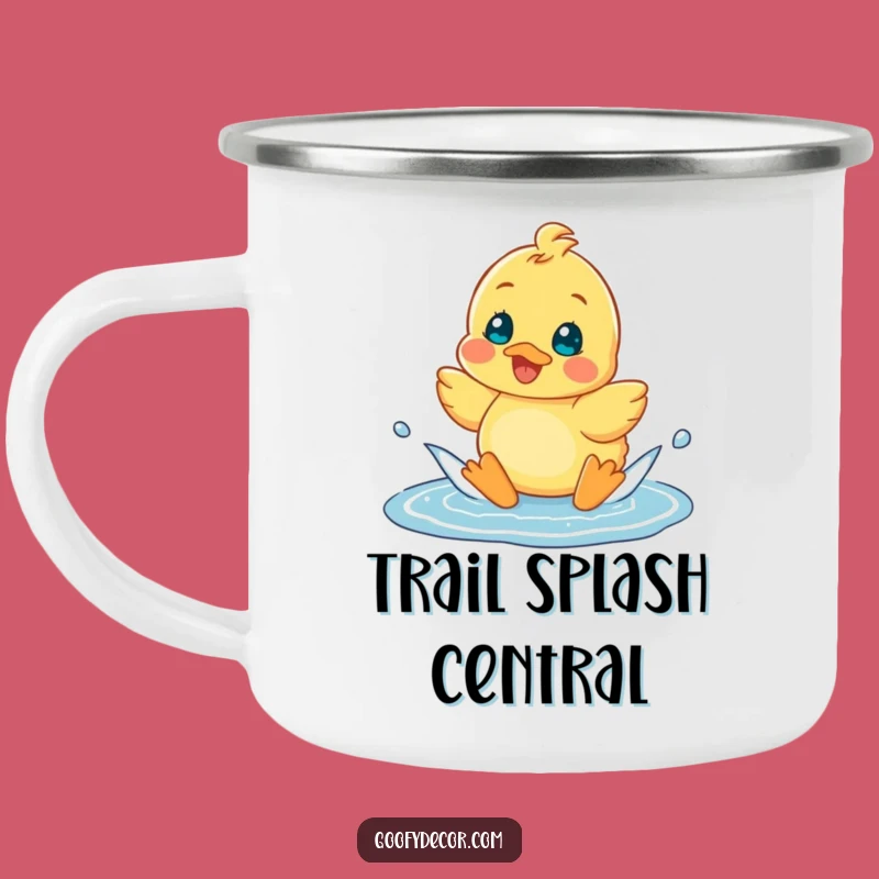 Funny Cheerful Duckling Puddle Camping Mug: Adventure with Joyful Splashes