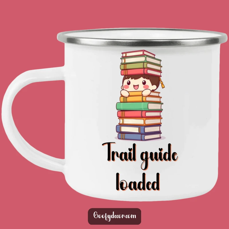 Funny Happy Character Book Camping Mug - Literary Adventures Start Here!