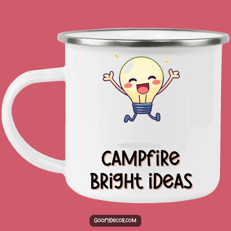 Funny Kawaii Lightbulb Leap Camping Mug: Bright Campsite Vibes - Ideal Gift!