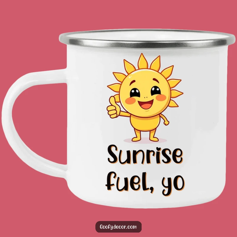Funny Sun Camping Mug: Joyful Character for Sunny Outdoor Mornings