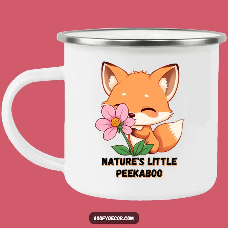 Funny Winking Fox Camping Mug: Playful Peek Adventure for a Hilarious Gift