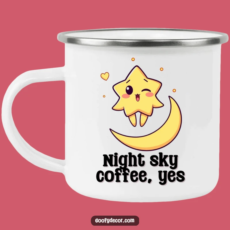 Funny Star Moon Wink Camping Mug - Adventure with Cosmic Humor