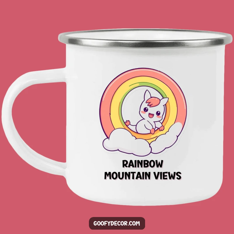 Funny Rainbow Character Sliding Camping Mug: Adventures Full of Color