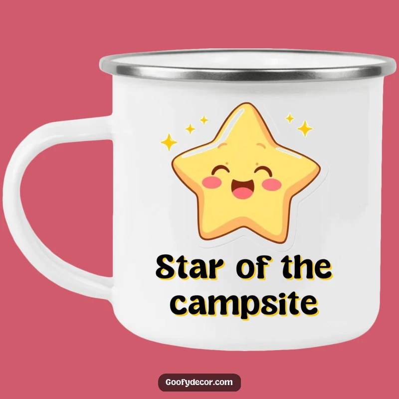 Funny Star Camping Mug: Campfire Glow with a Winking Character