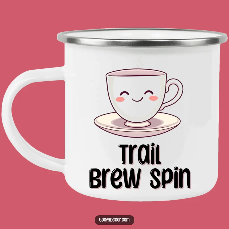 Funny Kawaii Teacup Spinning Camping Mug: Smiling Cup for Outdoor Tea