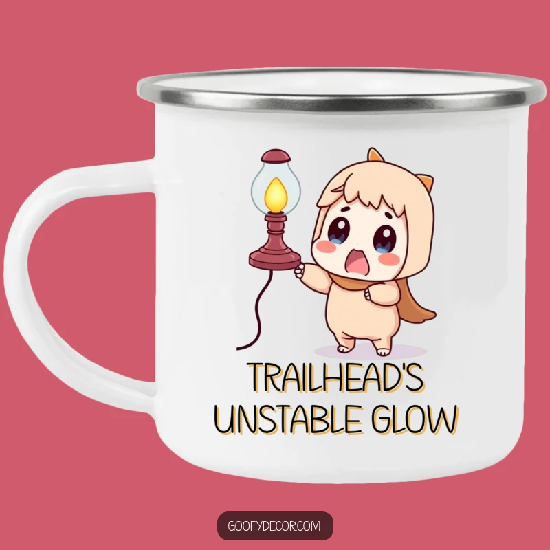 Funny Surprised Character Lamp Wobble Camping Mug - Adventure Humor for Outdoorsy Folks