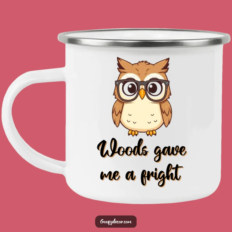 Funny Surprised Owl Reading Glasses Camping Mug: Adventure with Intellectual Humor