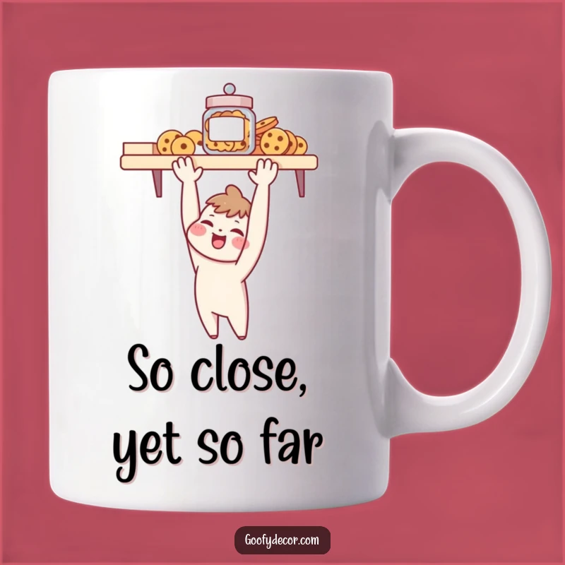 Funny Cookie Monster Mug: Cheerful Character Reaching High for Treats, Perfect Gift