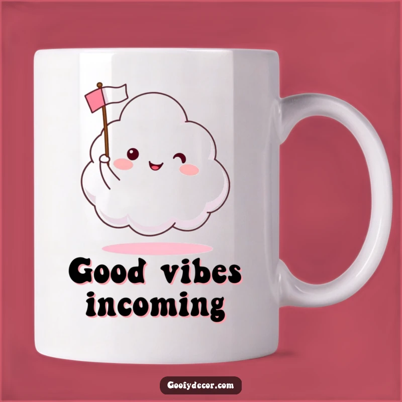Funny Happy Cloud Mug: Waving Joyfully for a Cheerful and Funny Gift