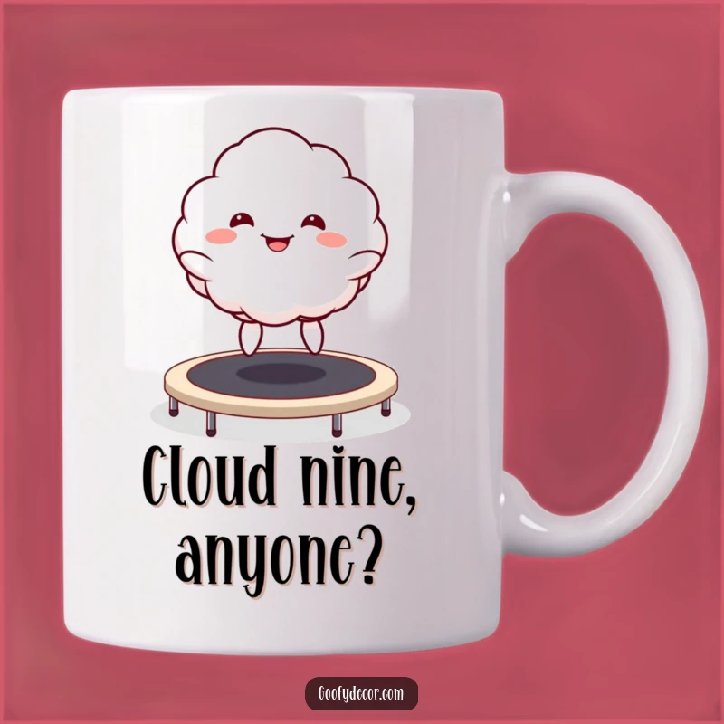 Funny Kawaii Cloud Trampoline Mug: Goofy Grin Cloud Makes a Hilarious Gift