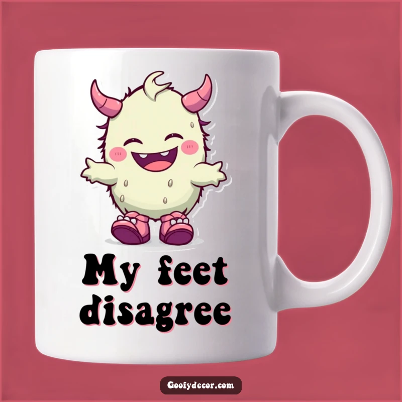 Funny Kawaii Monster Mug: Giggling, Mismatched Shoes, Perfect Gift