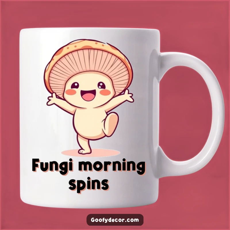 Funny Mushroom Cartwheel Mug: Energetic Fun, Whimsical Design, Perfect Funny Gift