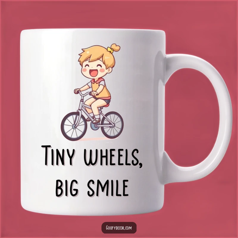 Funny Small Bicycle Mug: Joyful Rider's Comical Adventure for a Laugh