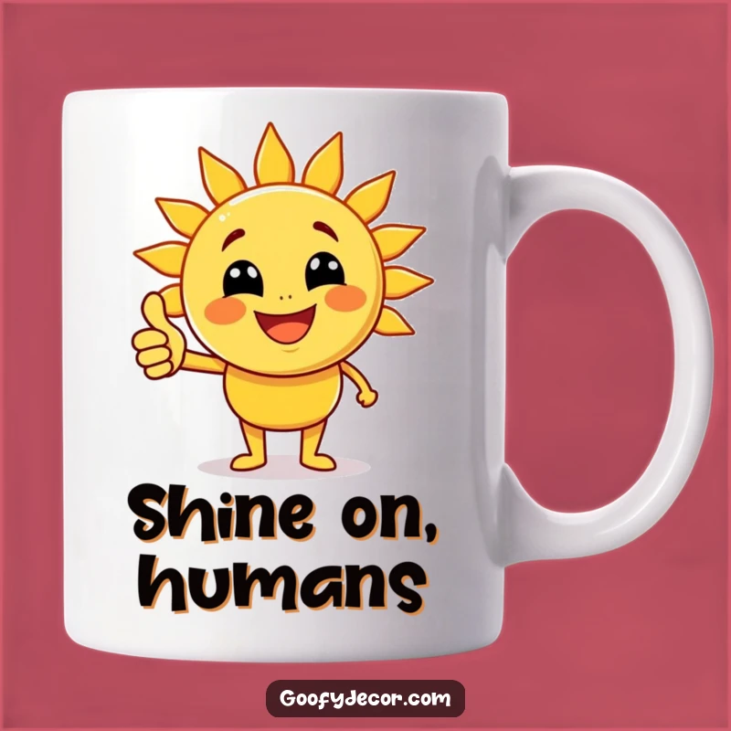 Funny Sun Mug: Joyful Character Giving Thumbs Up, Perfect Cheerful Gift
