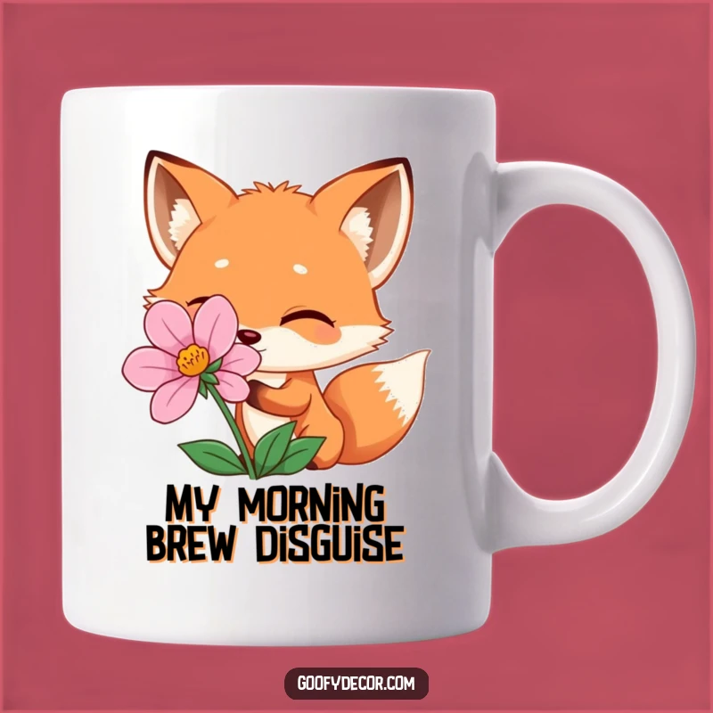 Funny Winking Fox Flower Mug: A Playful Peek for a Hilarious Gift