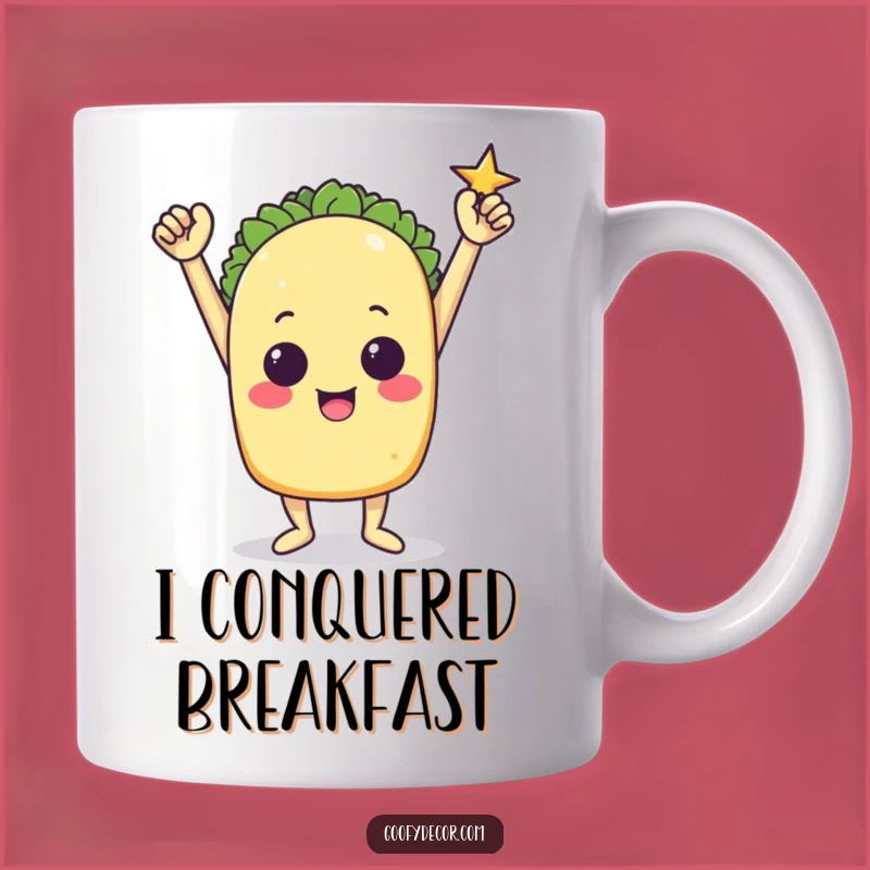 Funny Triumphant Taco Mug: Victory Fiesta Humor, Perfect Mexican Food Funny Gift