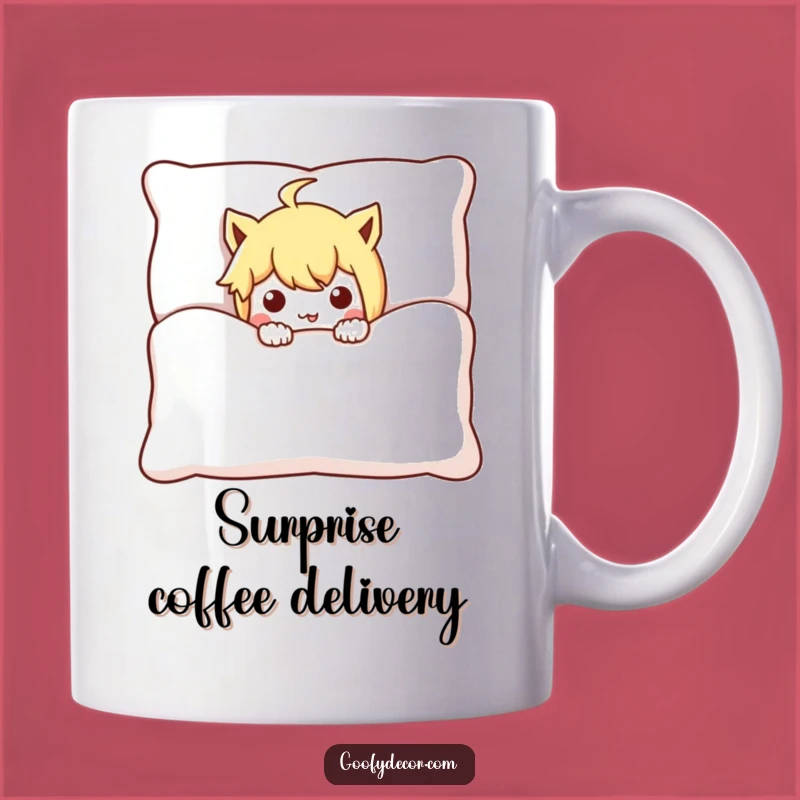 Funny Mischievous Character Cushion Mug - Humorous Peek for Playful People