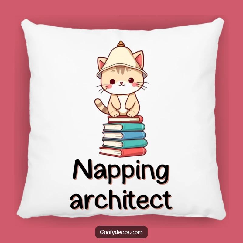 Funny Kawaii Cat Pillow - Cozy Bookish Comfort - Funny Gift