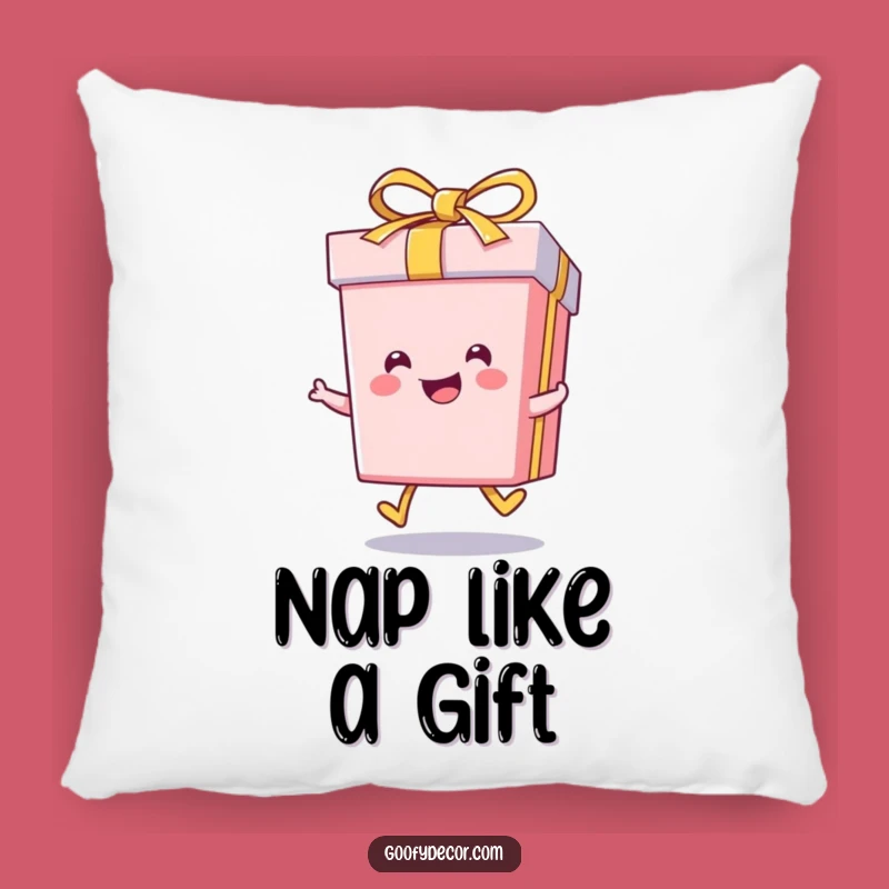 Funny Kawaii Gift Box Skip Pillow: Cozy Cheer & Smiles - Comfy Funny Gift!