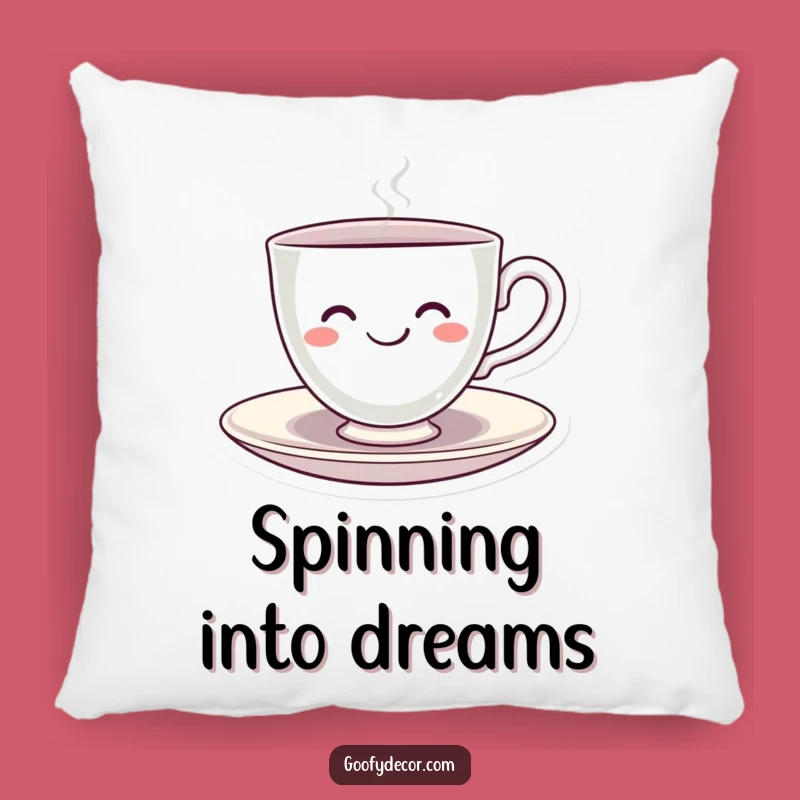 Funny Kawaii Teacup Spinning Pillow: Smiling Cup Cushion for Cozy Relaxation