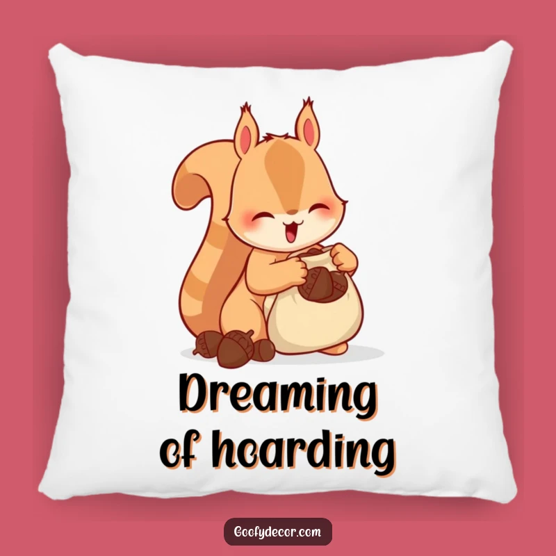 Funny Squirrel Acorn Pillow - Cozy Hoarding Rodent Cushion