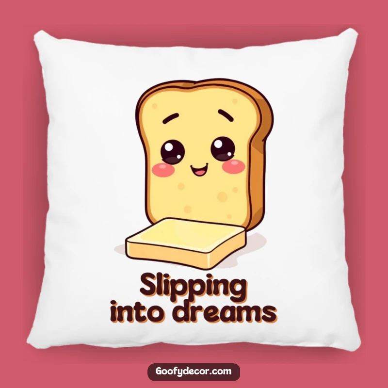 Funny Toast Butter Slide Pillow: Cozy Breakfast, Soft & Comical Funny Gift