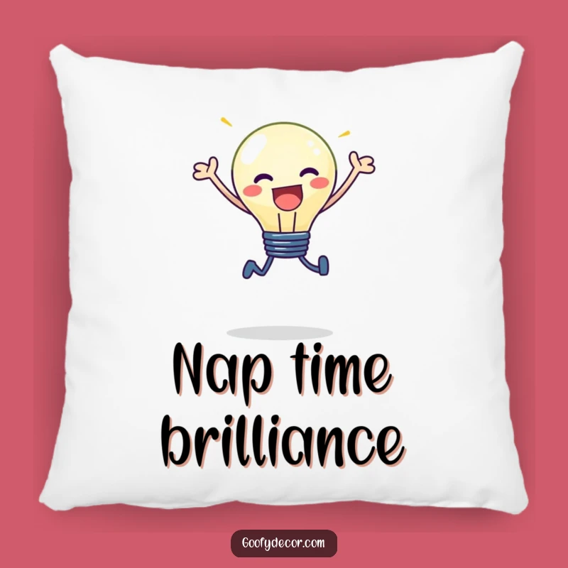 Funny Kawaii Lightbulb Leap Pillow: Cozy Inspiration & Brightness - Comfy Gift!