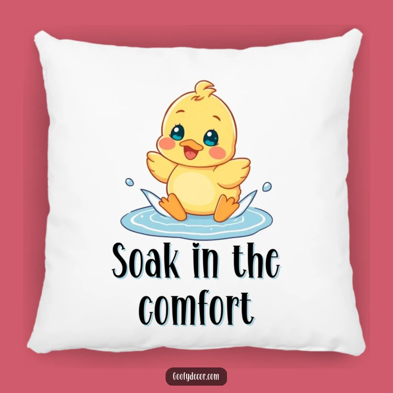 Funny Cheerful Duckling Puddle Pillow: Cozy Comfort with a Splash of Joy