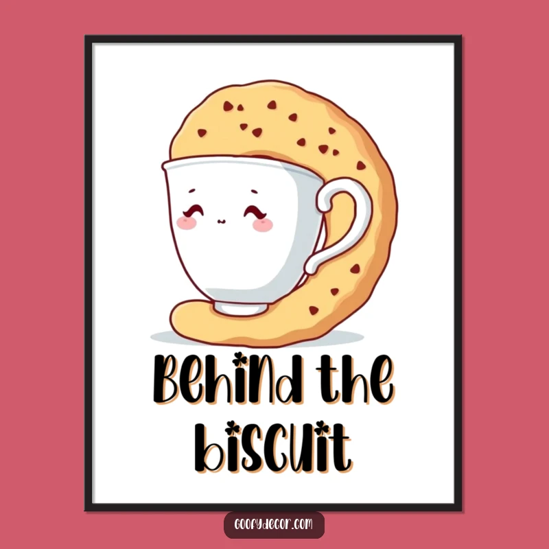 Funny Shy Teacup Digital Art Print: Instant Hiding Character Decor, Amazing Funny Gift