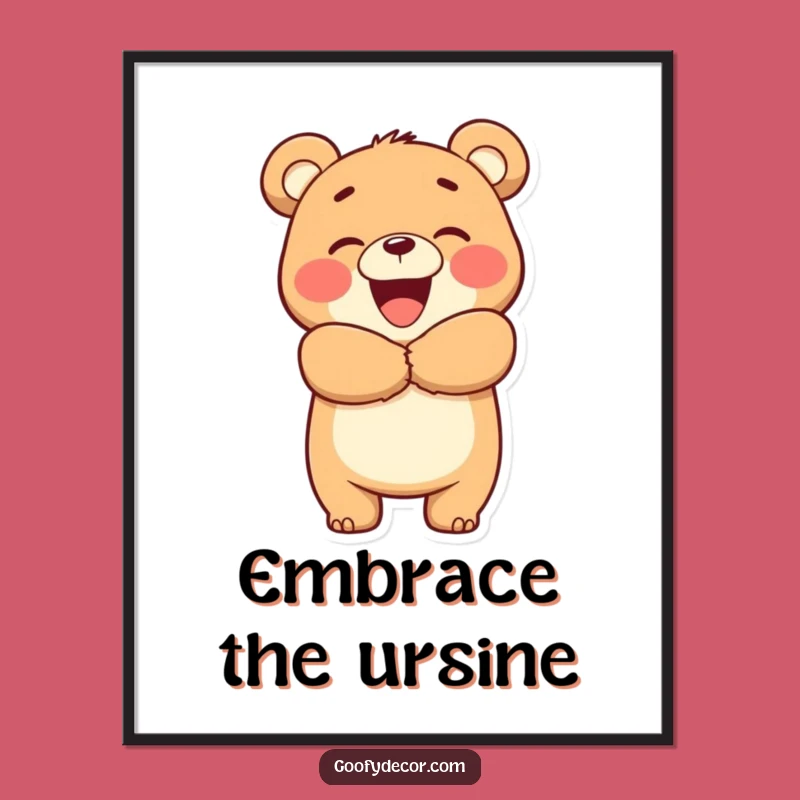 Funny Bear Hug Digital Art: Big-Hearted Bear Printable, Perfect Funny Gift!