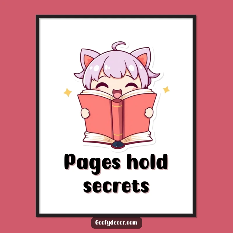 Funny Book Lover Digital Art: Secret Page Reveal Character Print, Instant Funny Gift for Walls
