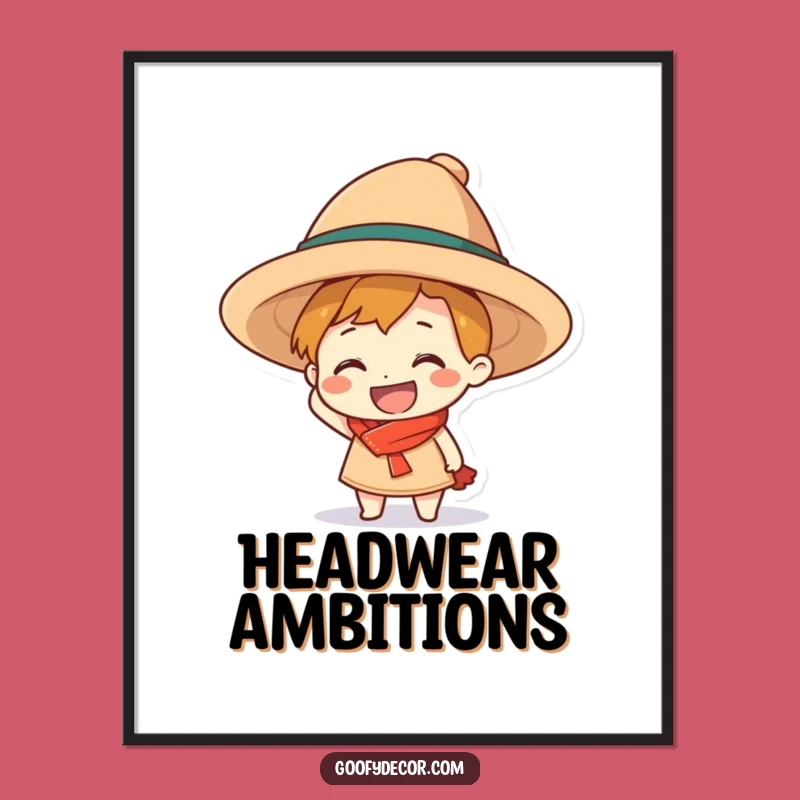 Funny Grinning Character Hat Digital Art - Instant Joyful Decor for Any Room