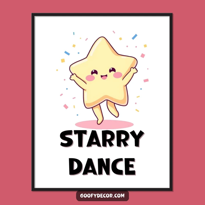 Funny Kawaii Star Art Print: Dancing Confetti Wall Decor