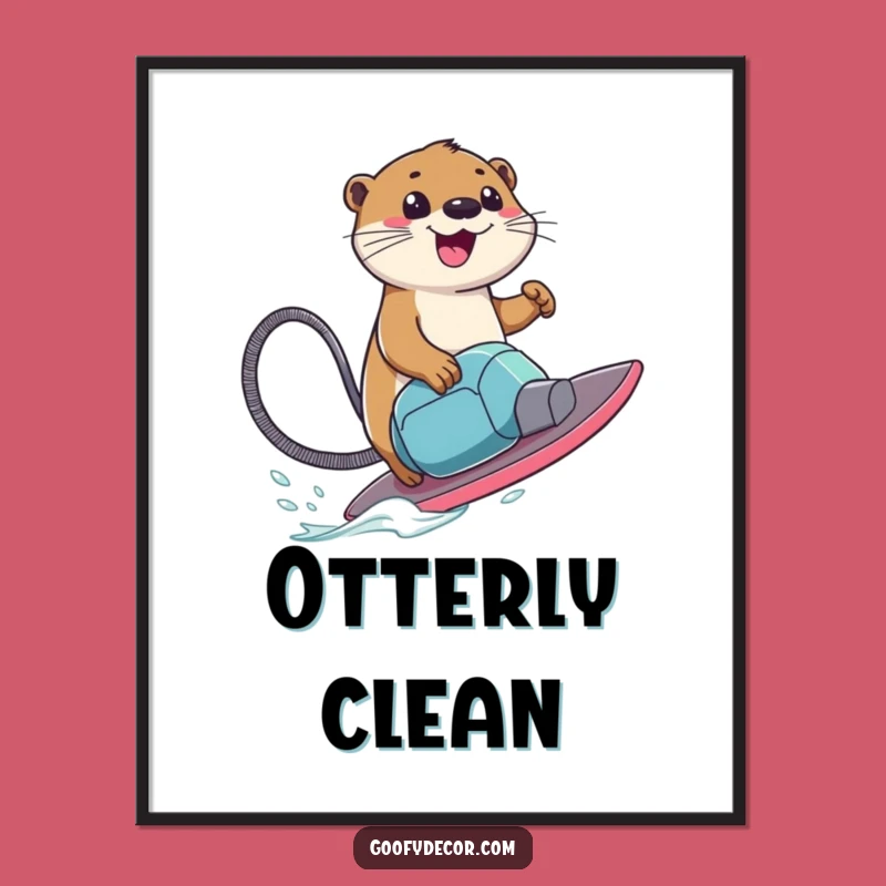 Funny Otter Surfing Digital Art - Vacuum Cleaner Art Decor - Funny Gift