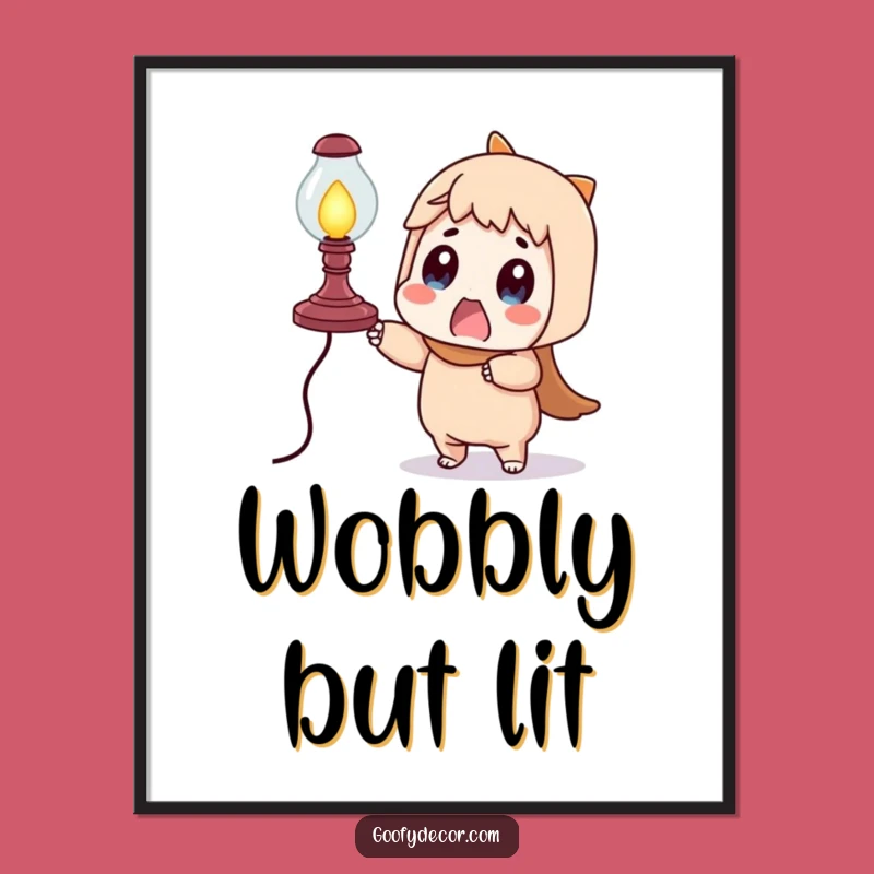 Funny Surprised Character Lamp Wobble Digital Art - Instant Humor for Your Walls