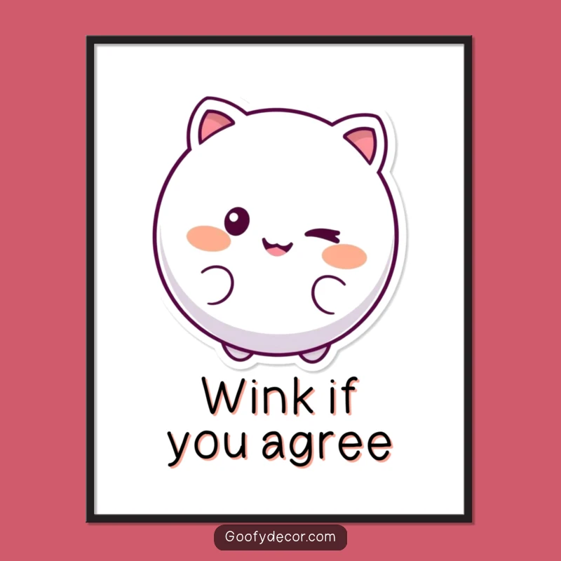 Funny Winking Character Digital Art - Playful Smiling Printable for Cheerful Decor