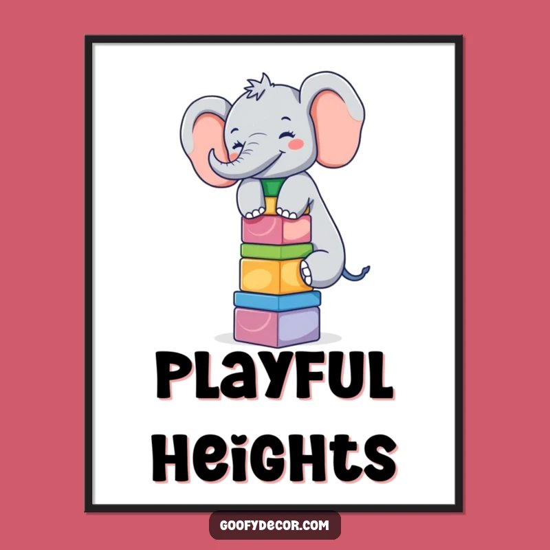 Funny Giggling Elephant Digital Art: Playful Balancing Decor
