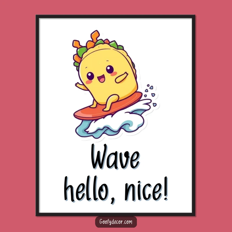 Funny Kawaii Taco Surfer Digital Art - Hilarious Instant Download Gift