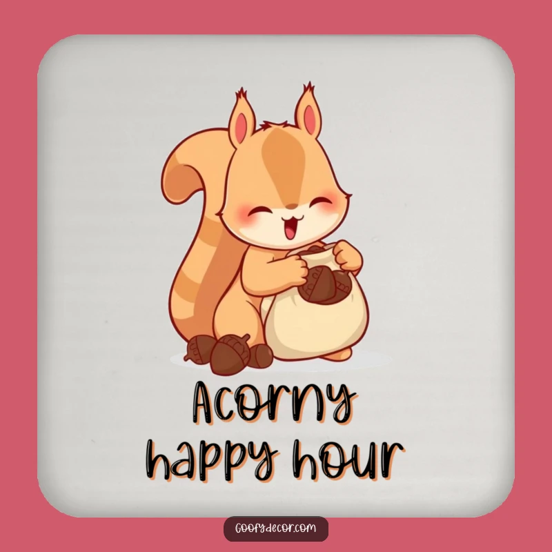 Funny Squirrel Acorn Drink Coaster - Hoarding Rodent Protection
