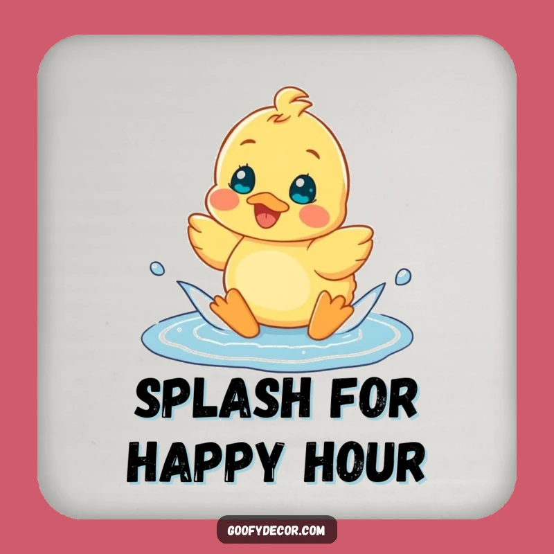 Funny Cheerful Duckling Puddle Coaster: Protect Surfaces with Joy