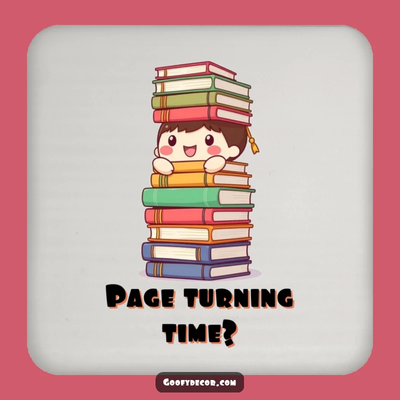 Funny Happy Character Book Coaster - Protect Surfaces with Literary Charm