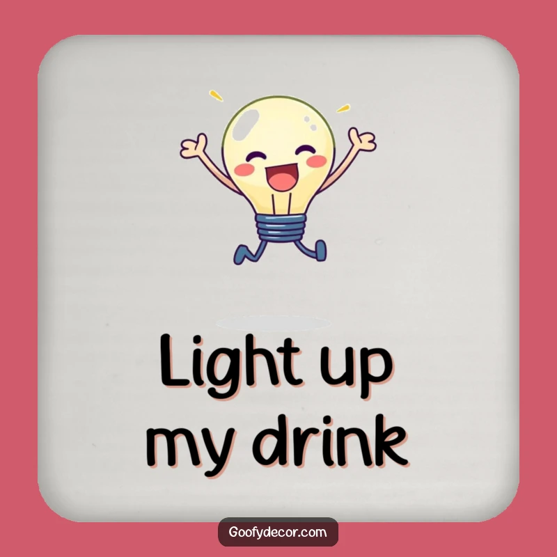 Funny Kawaii Lightbulb Leap Drink Coaster: Protect Surfaces with Brightness - Perfect Gift!