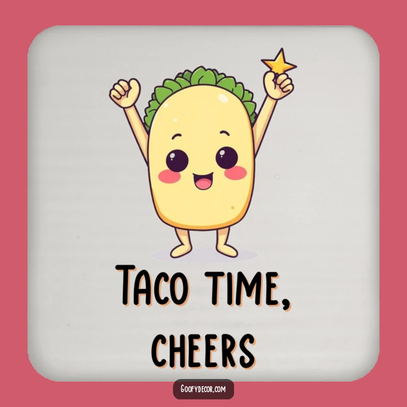 Funny Triumphant Taco Coaster: Protect Surfaces with Victory Pose Humor, Great Funny Gift