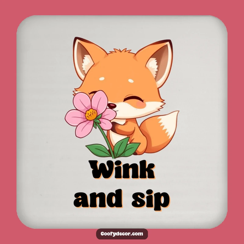 Funny Winking Fox Coaster: Playful Peek Protection for a Hilarious Gift