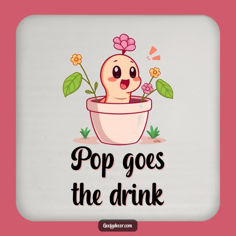 Funny Worm Drink Coaster - Flower Pot Charm Protector - Gift